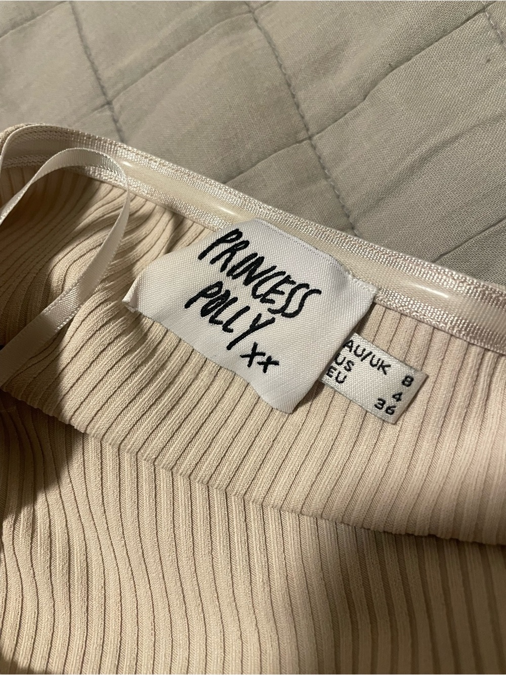 Princess Polly Cream Ribbed Strapless & Ruched Mini Dress - Picture 2 of 3